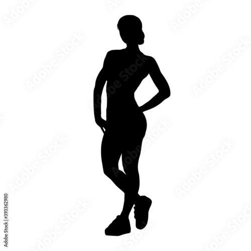 Silhouette Of Healthy Fitness Woman Pose