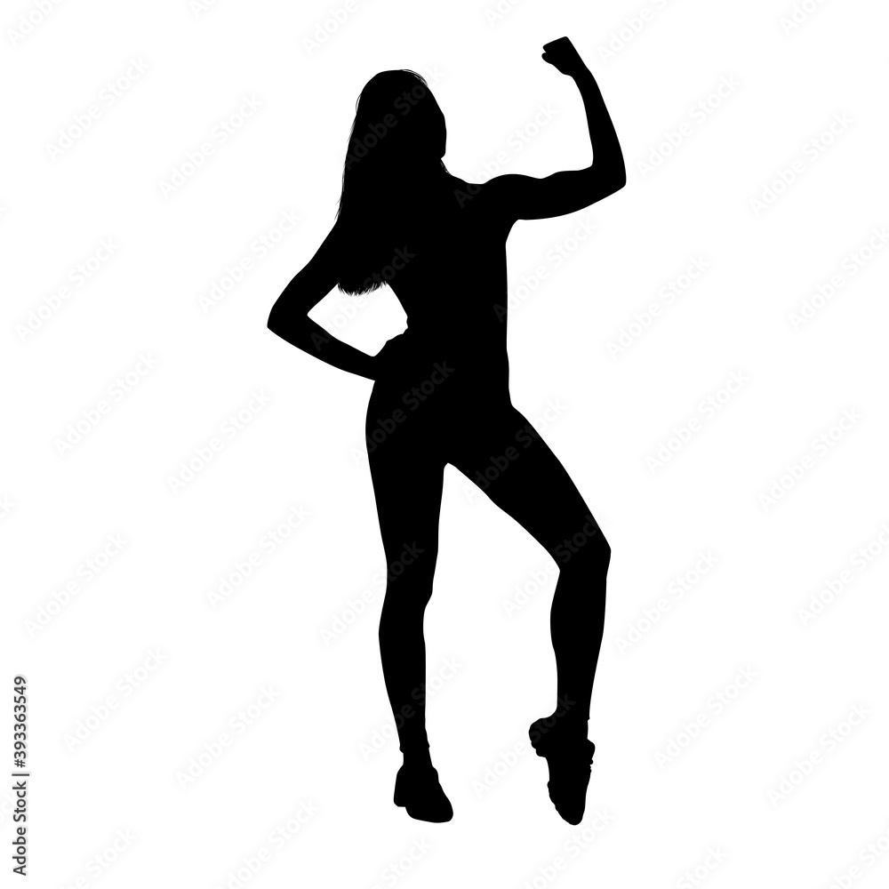 Silhouette Of Healthy Fitness Woman Pose