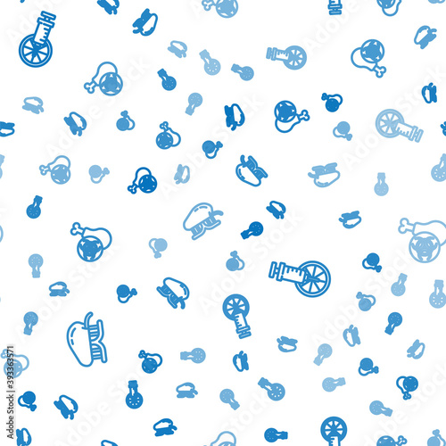Set line Genetically modified apple, orange and Gmo research chicken on seamless pattern. Vector.