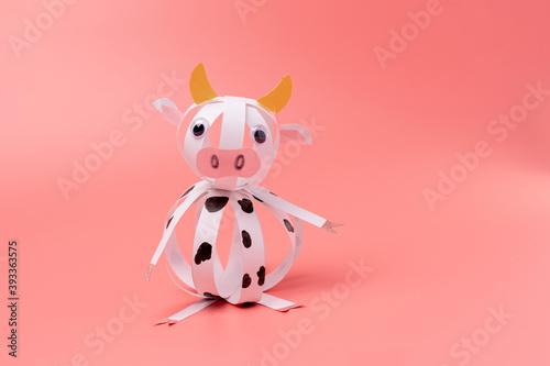 how to make easy paper cow craft for kids  step by step instruction  DIY  year of the ox concept
