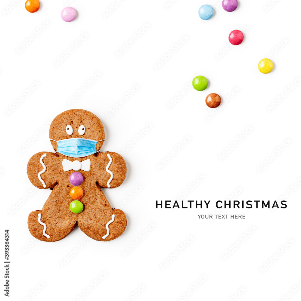 Gingerbread man with medical mask