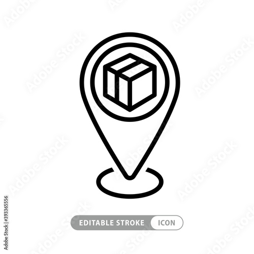 receive order in pick up and collection point, click and collect icon, delivery services, e-commerce concept - editable stroke vector illustration eps 10