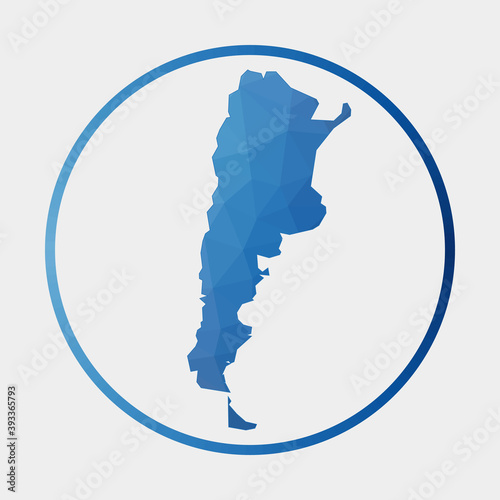 Argentina icon. Polygonal map of the country in gradient ring. Round low poly Argentina sign. Vector illustration.