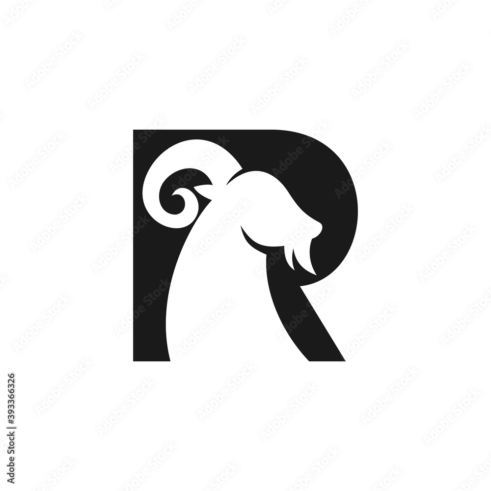 Letter R forming Ram head logo Stock Vector | Adobe Stock