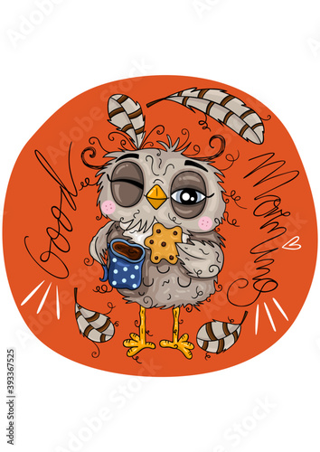 Illustration of owl good morning
