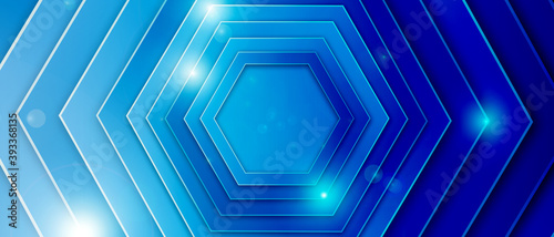  Abstract 3D papercut layer blue background 