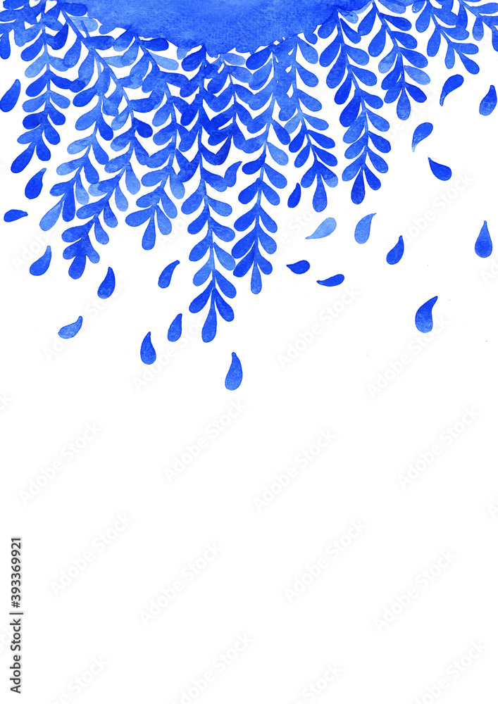 Blue fern leaf watercolor hand painting with coy space for decoration on modern natural theme concept. Blue fern leaf watercolor hand painting with coy space for decoration on modern natural theme concept.