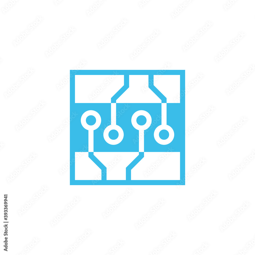 Technology - vector logo template for corporate identity. Abstract chip sign. Network, internet, Computer, Communication, Tech Icon. Circuit board logo.