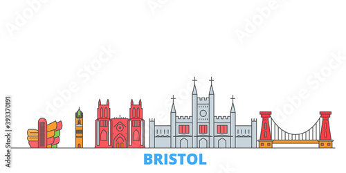 United Kingdom, Bristol cityscape line vector. Travel flat city landmark, oultine illustration, line world icons photo