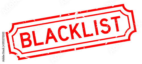 Grunge red blacklist word rubber seal stamp on white background