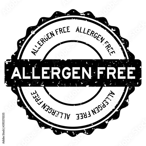 Grunge black allergen free word round rubber seal stamp on white background