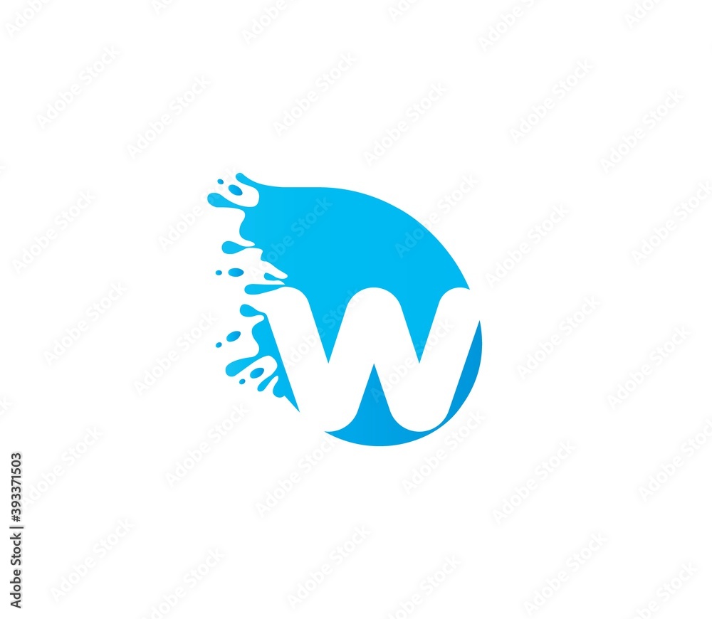 W Alphabet Water Logo Design Concept