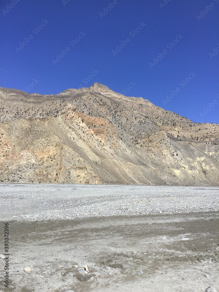 Fototapeta premium Naked mountain and dry river