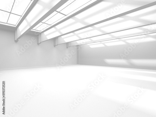 Illuminated room interior design. Modern architecture concept background