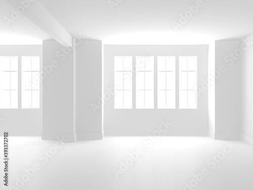 Illuminated corridor interior design. Empty Room Interior Background