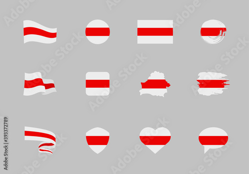 Free Download Flags of Belarus - flat collection. Flags of different shaped twelve flat icons. - GFXLoad