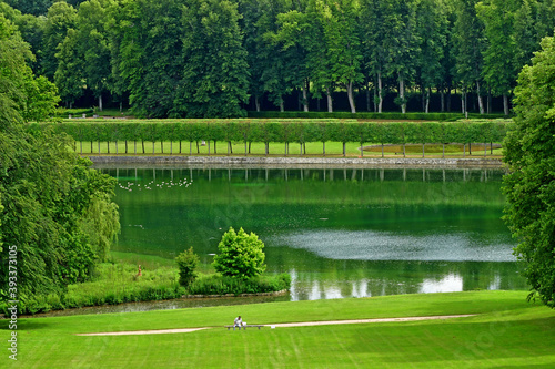 Chaussy, Villarceaux, France - june 20 2020 : historical castle park photo