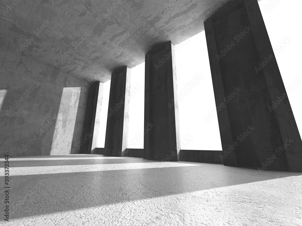 Fototapeta premium Dark Concrete Wall Architecture. Empty Room