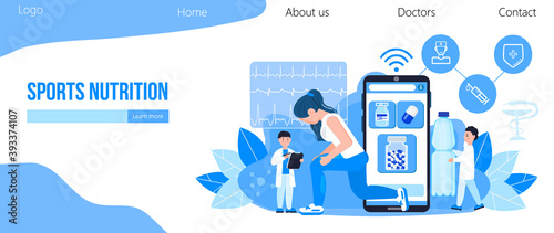 Doping test, sports nutrition, anabolic steroids concept vector. Sports medicine vector concept for landing page. Sports medical services.