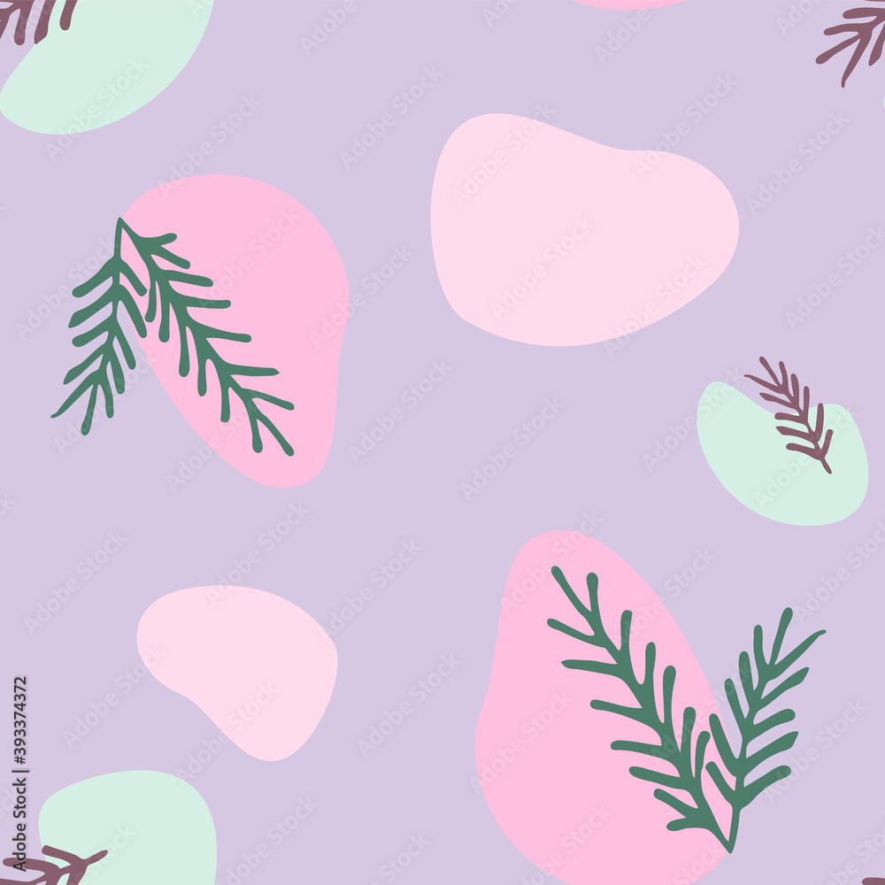 Seamless pattern of spruce branches. Pattern for packaging, background, or accessories.