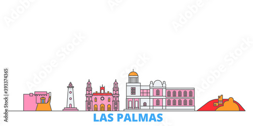 Spain, Las Palmas cityscape line vector. Travel flat city landmark, oultine illustration, line world icons