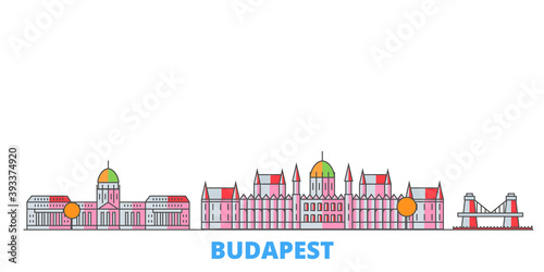 Photography Hungary, Budapest cityscape line vector