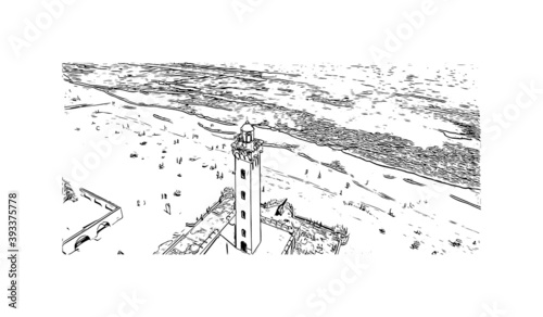Building view with landmark of Coquimbo is the
city in Chile. Hand drawn sketch illustration in vector. photo