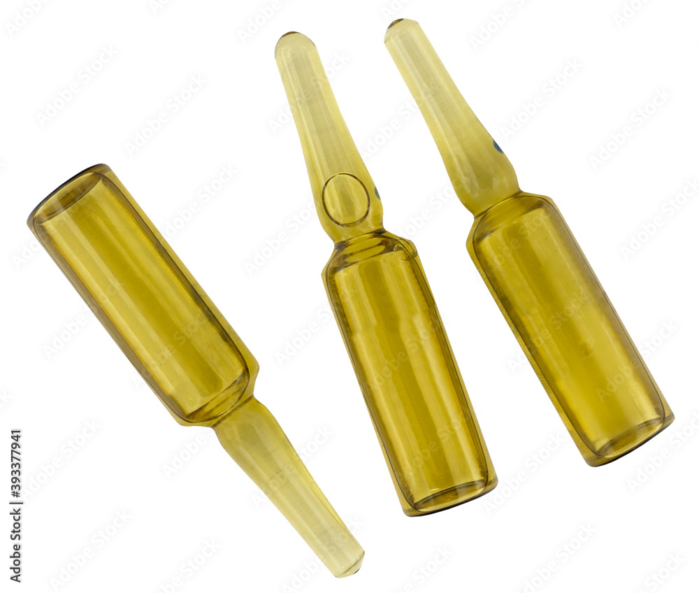  several ampoules for injection on white