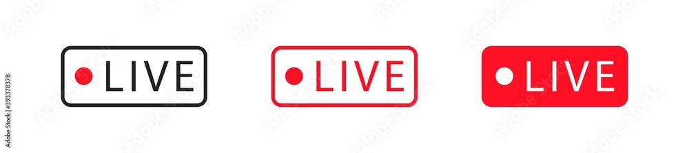 Live stream button in flat style. Vector illustration isolated technology design Live stream button in flat style. Vector illustration isolated technology design