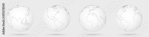 Earth globe. World map. Travel concept. Earth in line design. Vector illustration