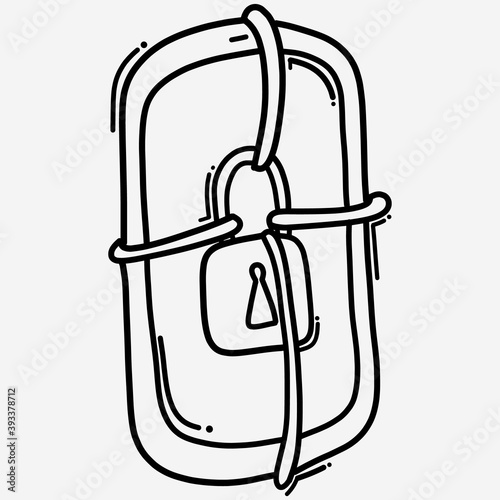 smartphone and lock doodle vector icon. Drawing sketch illustration hand drawn line eps10