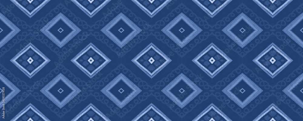 Indigo Ethnic Ornament. Seamless African Textile Indigo Ethnic Ornament. Seamless African Textile