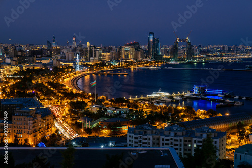 Evening in Baku. Panorama from Upland park