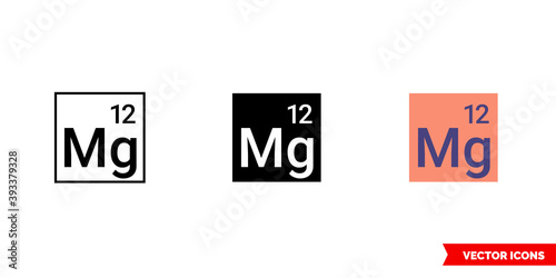Magnesium icon of 3 types color, black and white, outline. Isolated vector sign symbol.