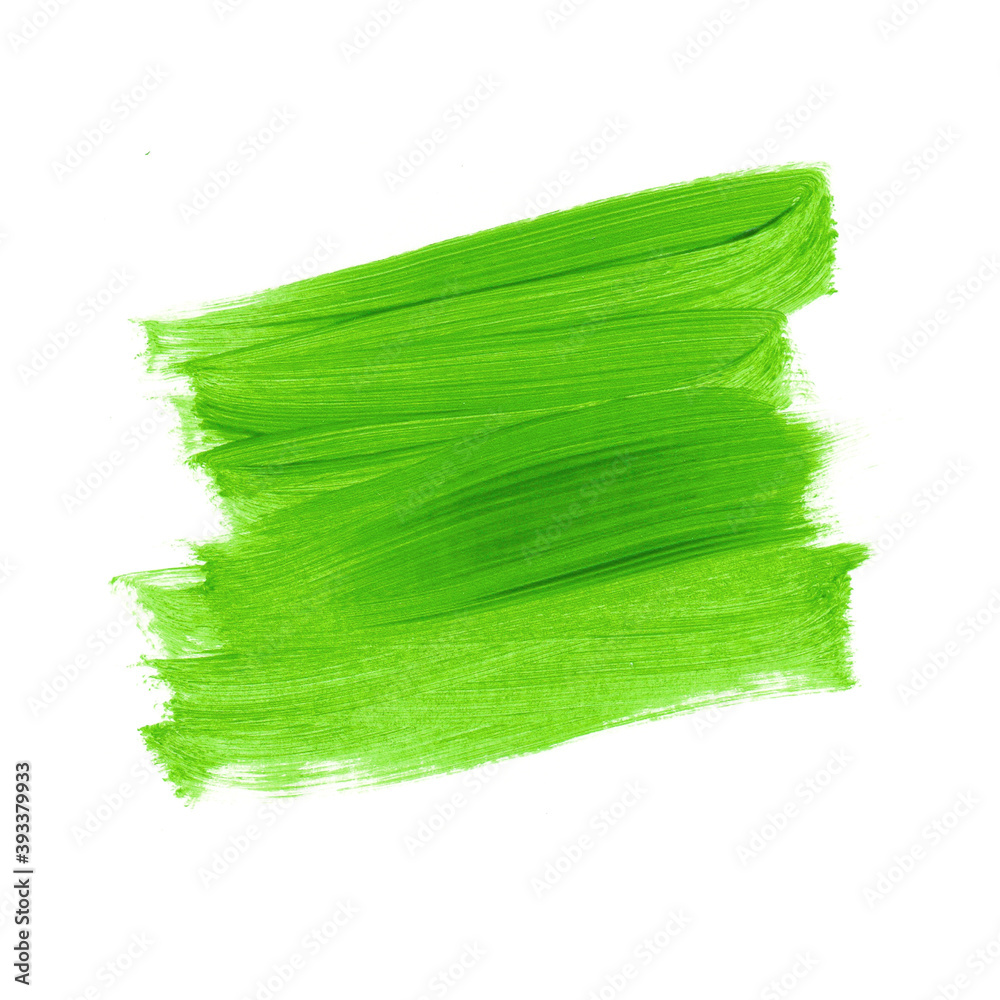 Green brush painted watercolor design element background. Perfect spring design for headline and sale banner. 