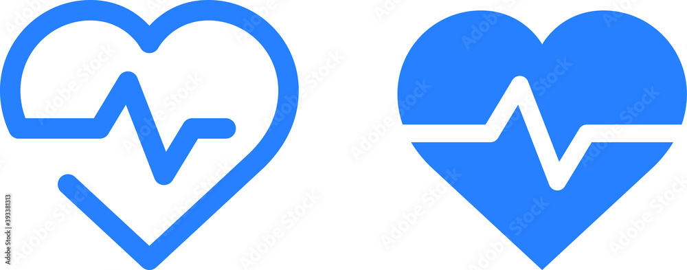 Heart with beat monitor pulse line art icon for medical apps and ...