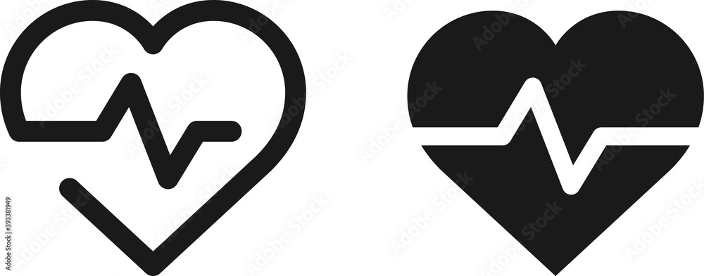 Heart with beat monitor pulse line art icon for medical apps and ...