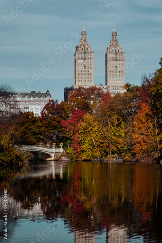 New York City - USA - Nov 5 2020: Beautiful Foliage Colors of The San Remo Central Park New York © Edi Chen