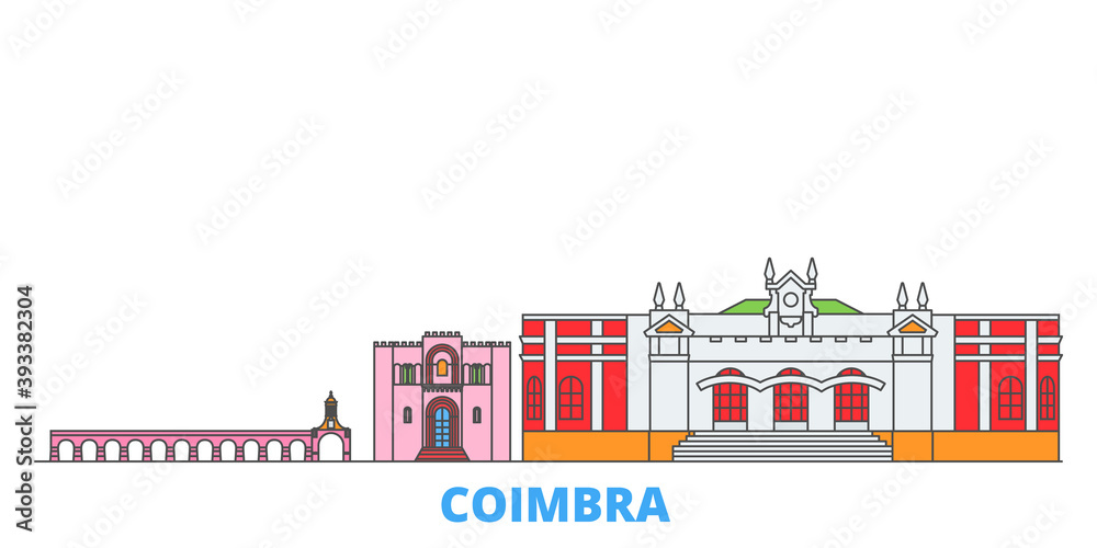 Portugal, Coimbra cityscape line vector. Travel flat city landmark, oultine illustration, line world icons
