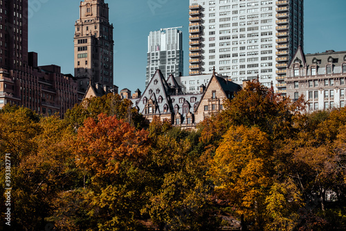 New York City - USA - Nov 5 2020: Beautiful Foliage Colors of Central Park New York