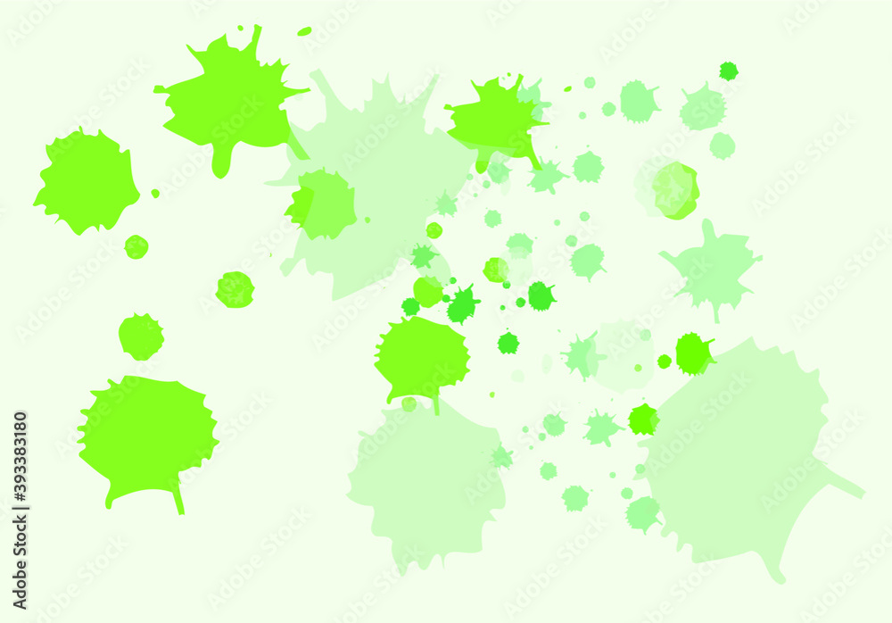 Ink splatter splats in green on off white background. Vector illustration. Backdrop for banner, advertisements, book cover, brochure, flyers. Ink splatter splats in green on off white background. Vector illustration. Backdrop for banner, advertisements, book cover, brochure, flyers.