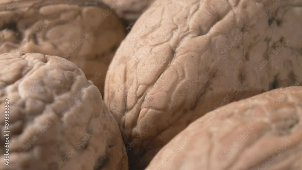 Close-up walnuts. The shell close-up. Extreme macro..