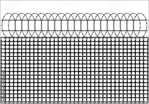 Valla de alambre de espino de una frontera.