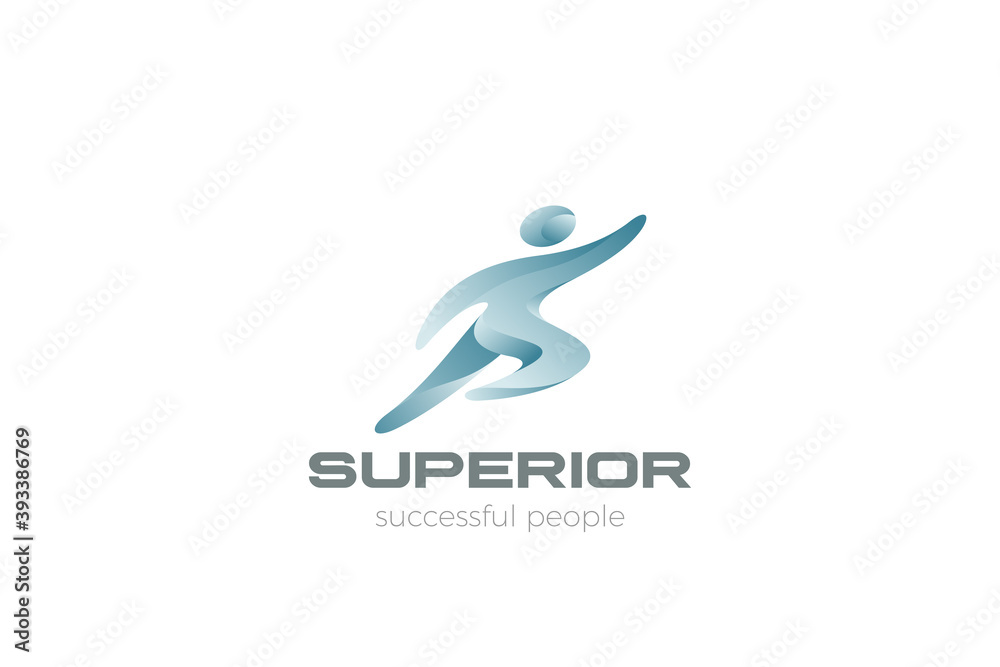 Flying Successful Fitness Winner Champion Logo abstract design vector template.