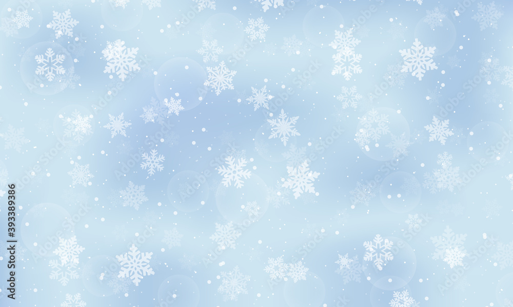 Abstract winter with snowflakes background.