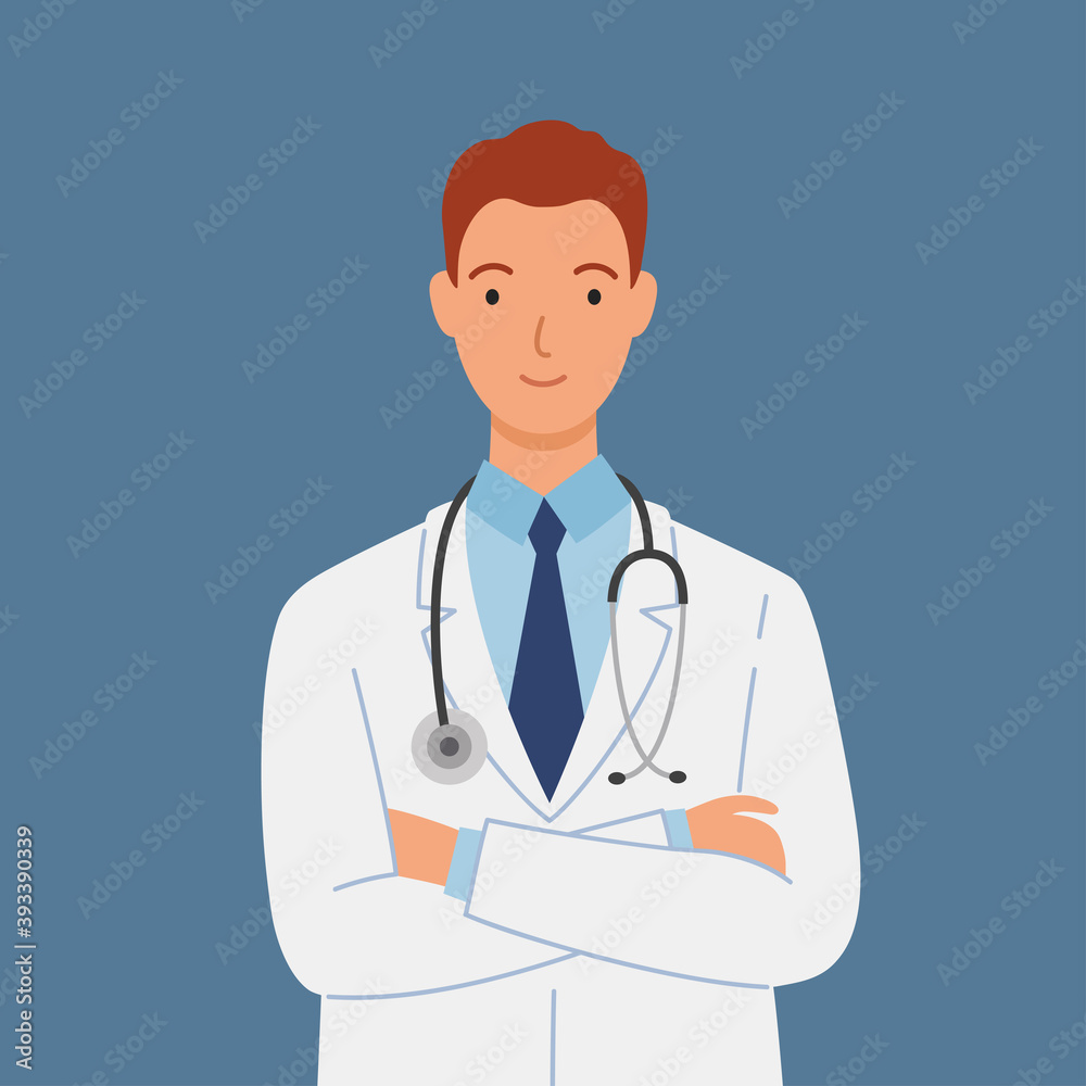 Male doctor in white medical gown with a stethoscope. Male doctor in white medical gown with a stethoscope.
