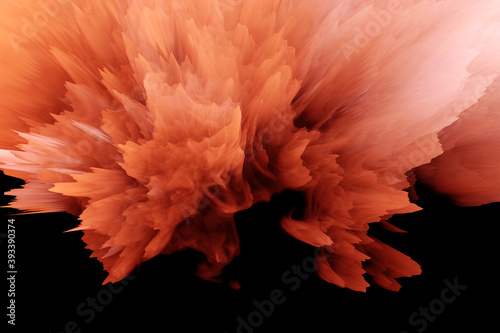 Digital 3D Illustration. Black and red Color smoke blot splash. Abstract horizontal background.