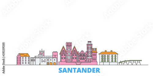 Spain, Santander cityscape line vector. Travel flat city landmark, oultine illustration, line world icons