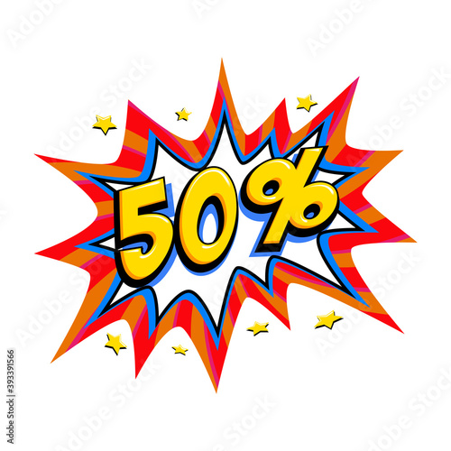 Comic red sale bang balloon - Pop art style discount promotion banner. Vector illustration