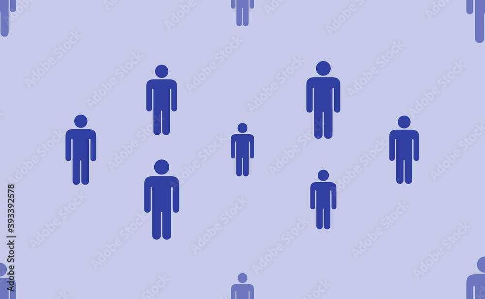 Seamless pattern of large isolated blue man symbols. The pattern is divided by a line of elements of lighter tones. Vector illustration on light blue background Seamless pattern of large isolated blue man symbols. The pattern is divided by a line of elements of lighter tones. Vector illustration on light blue background